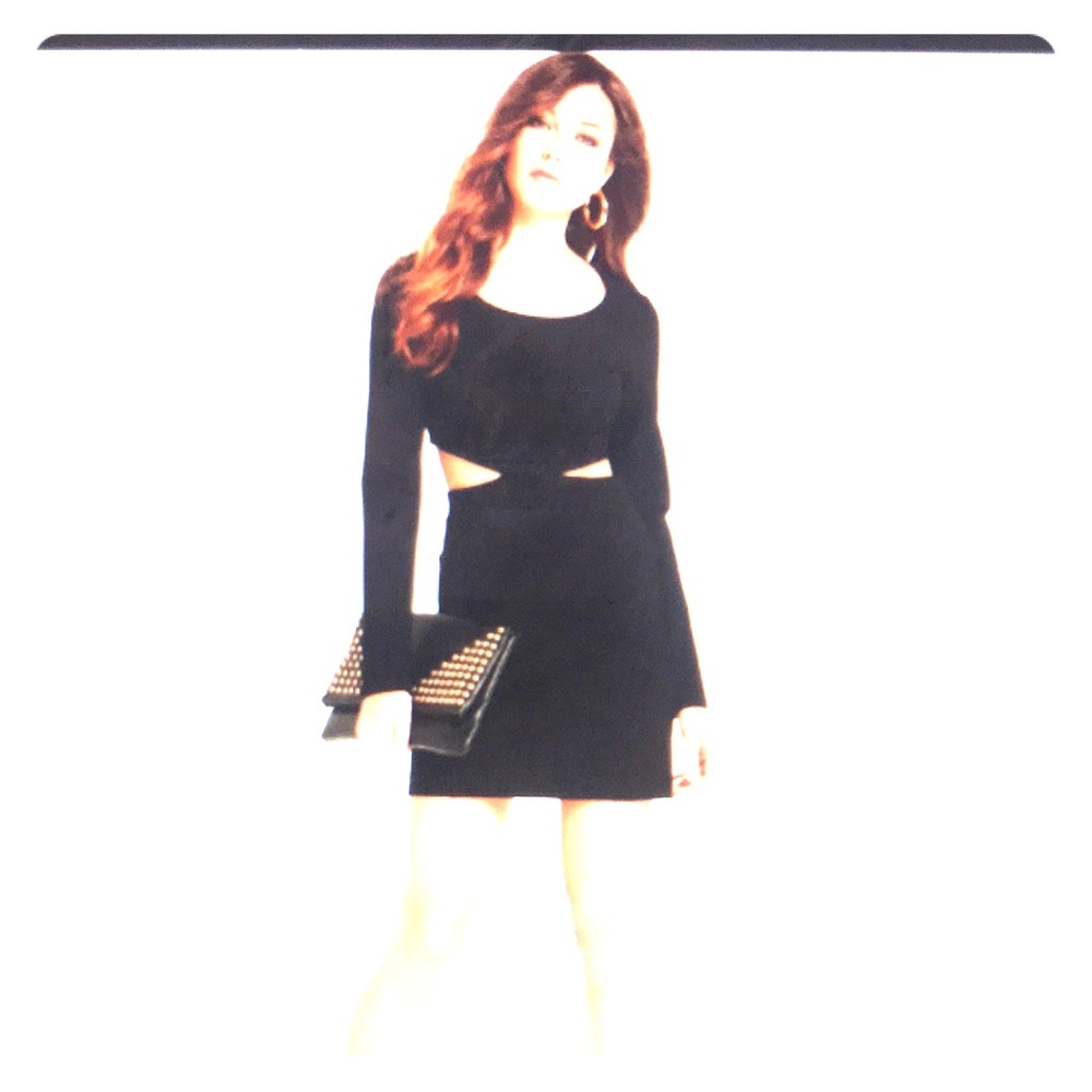 Long Sleeved Mini Pencey Dress with side Cutouts